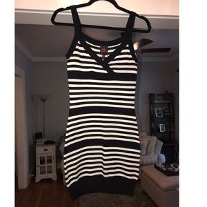 Bebe Black and white striped dress